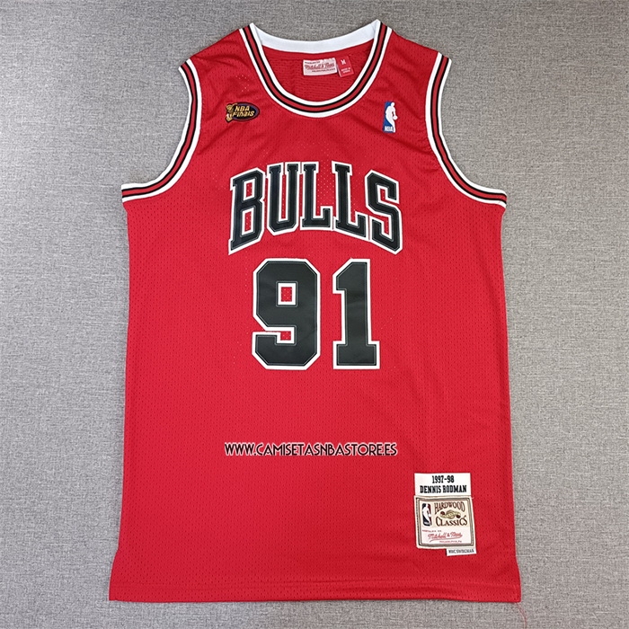 Dennis Rodman NO 91 Camiseta Chicago Bulls Mitchell & Ness 1997-98 NBA Finals Rojo